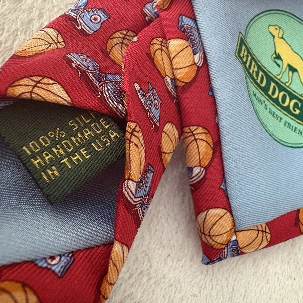 Bird Dog Bay 100% silk handmade USA tie hoop dreams